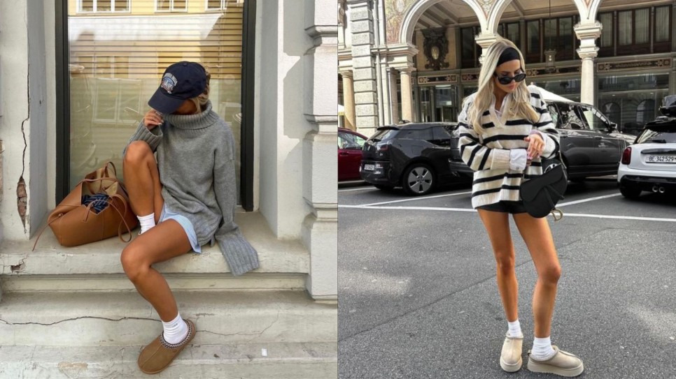 미니스커트 + 양말 레이어드