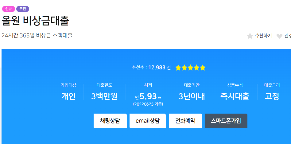 올원 비상금대출