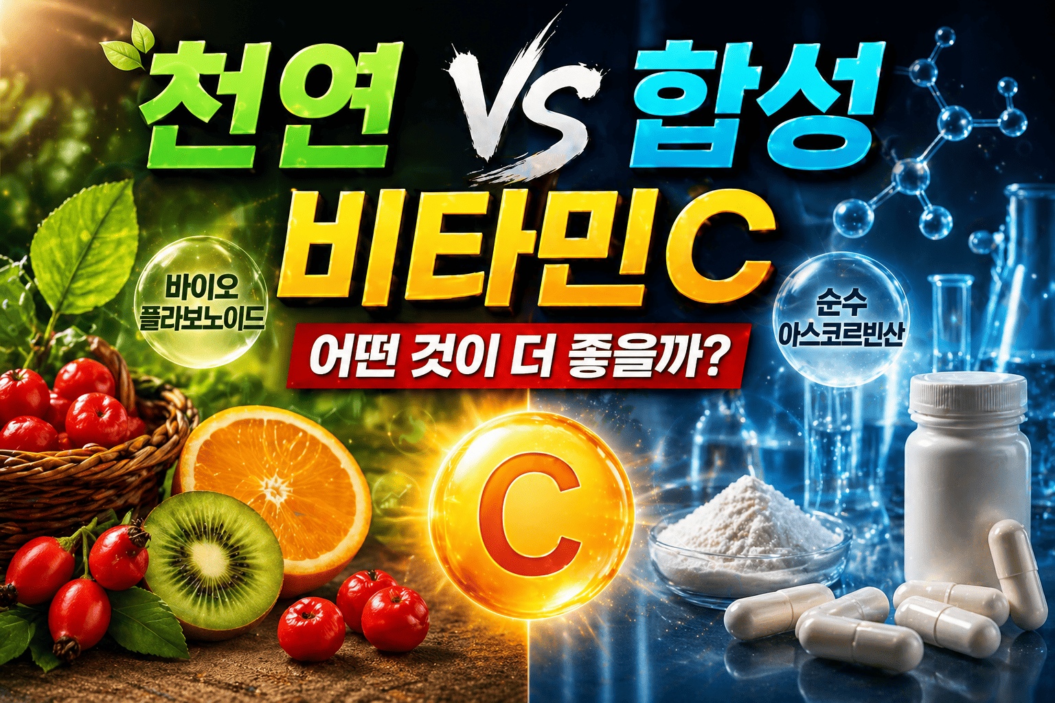 천연 vs 합성 비타민C (종류, 역할, 차이)