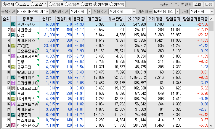 시간외 단일가 특징주