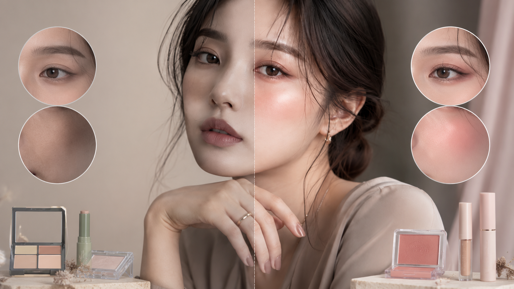 뮤트-메이크업의-다크닝과-칙칙함을-줄이는-메이크업-비교