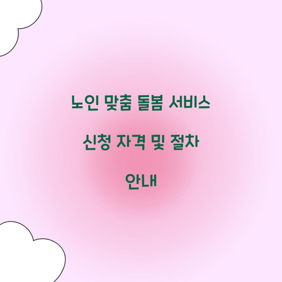 노인 맞춤 돌봄 서비스