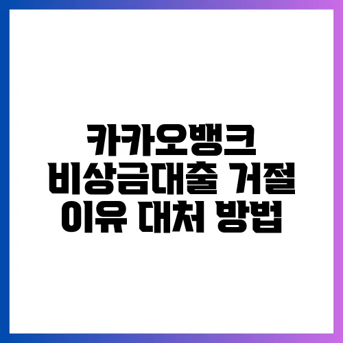 카카오뱅크 비상금대출 거절 이유 대처 방법