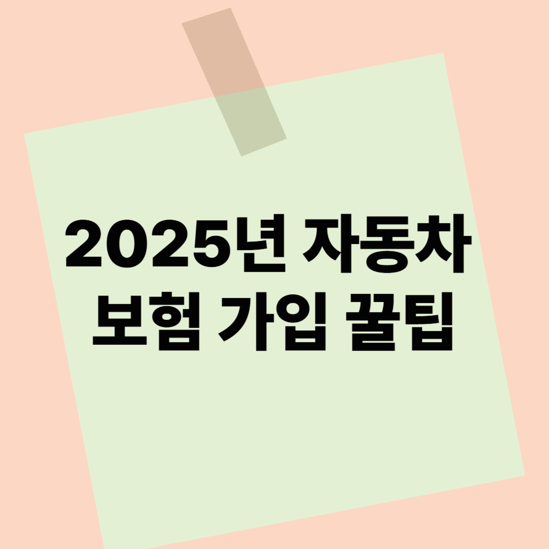 2025년 자동차 보험 가입 꿀팁