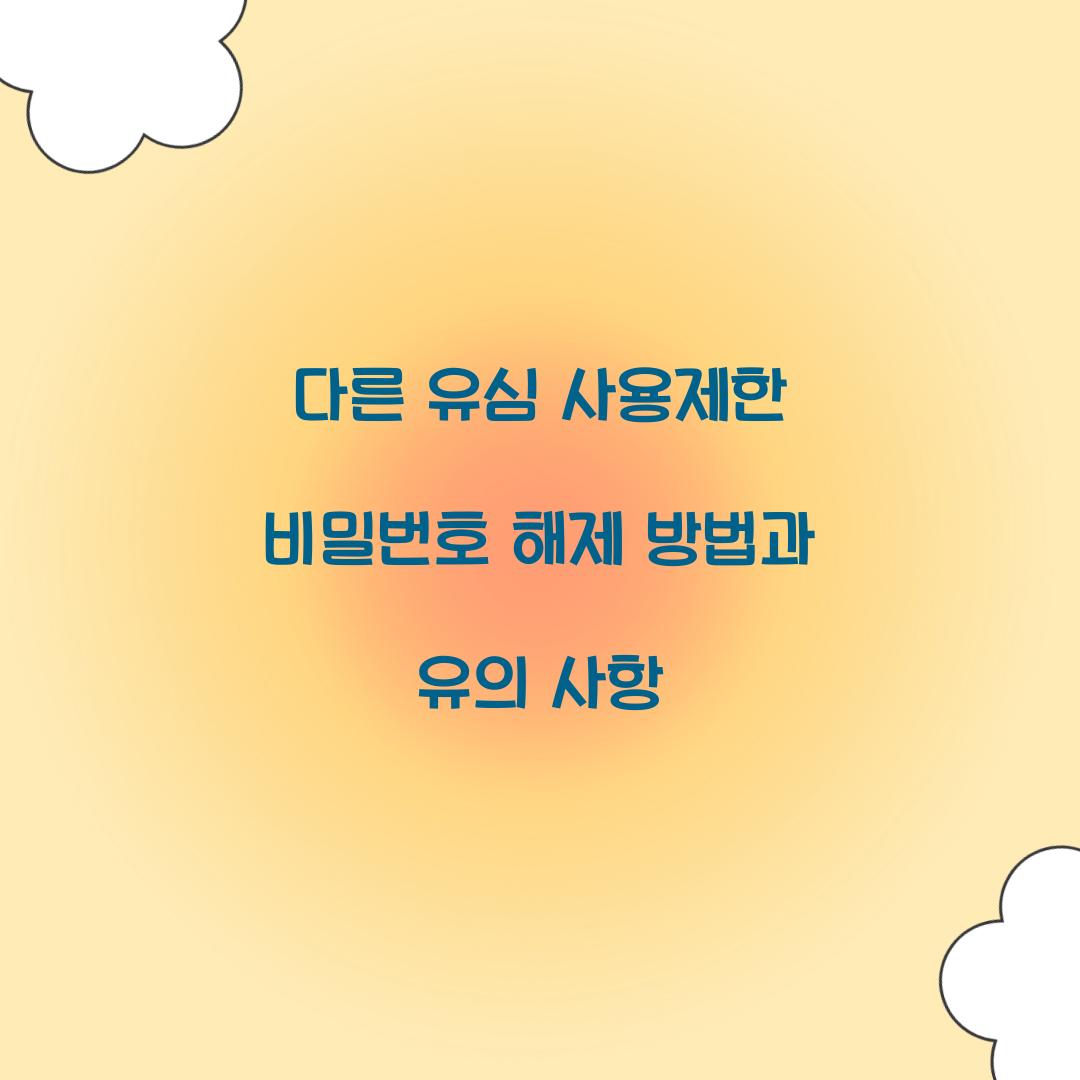 다른 유심 사용제한 비밀번호