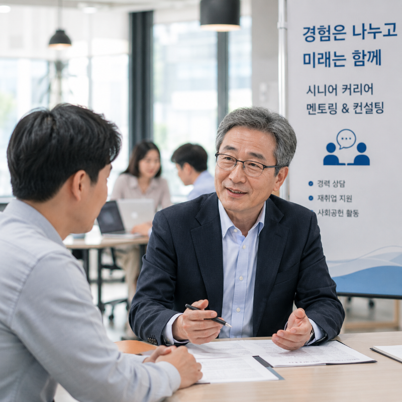 alt="경력을 활용해 사회공헌 활동을 하는 신중년 참여자"