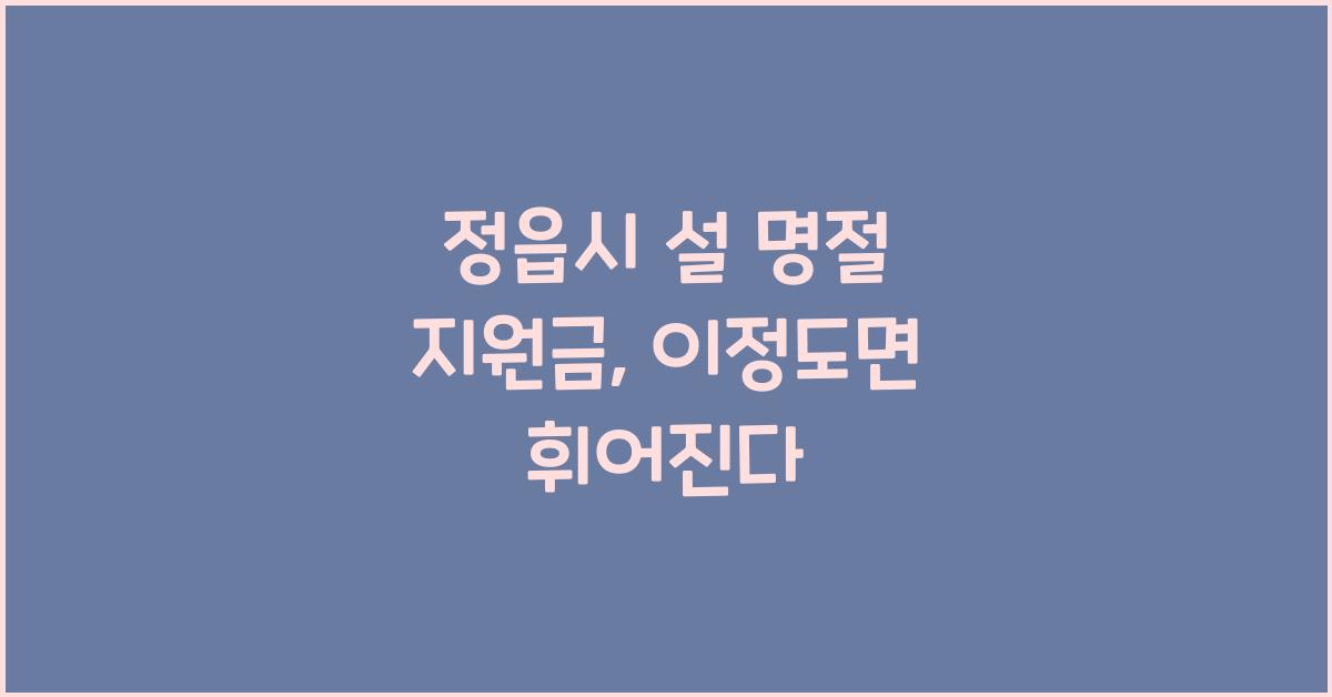 정읍시 설 명절 지원금