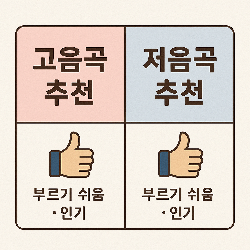 고음곡 vs 저음곡 부르기 쉬움 이미지