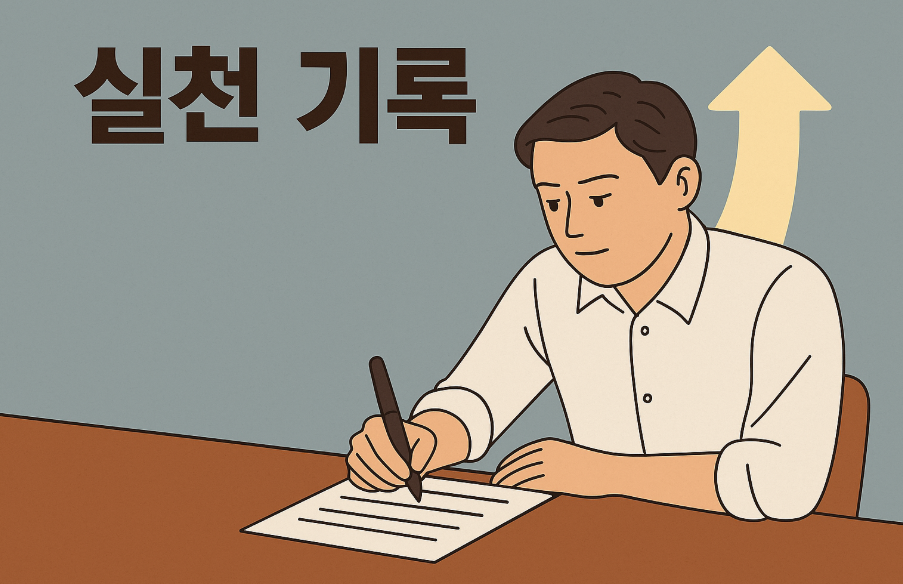 재신청 준비를 위한 실천 기록을 작성하는 장면 이미지