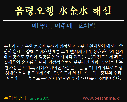 음령오행-수금수-해설