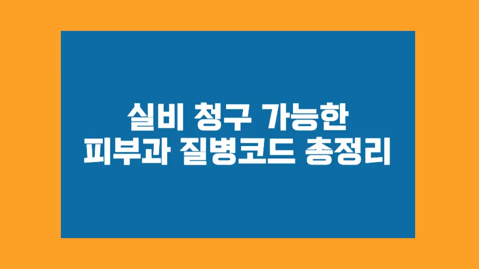 피부과 질병코드 실비 청구
