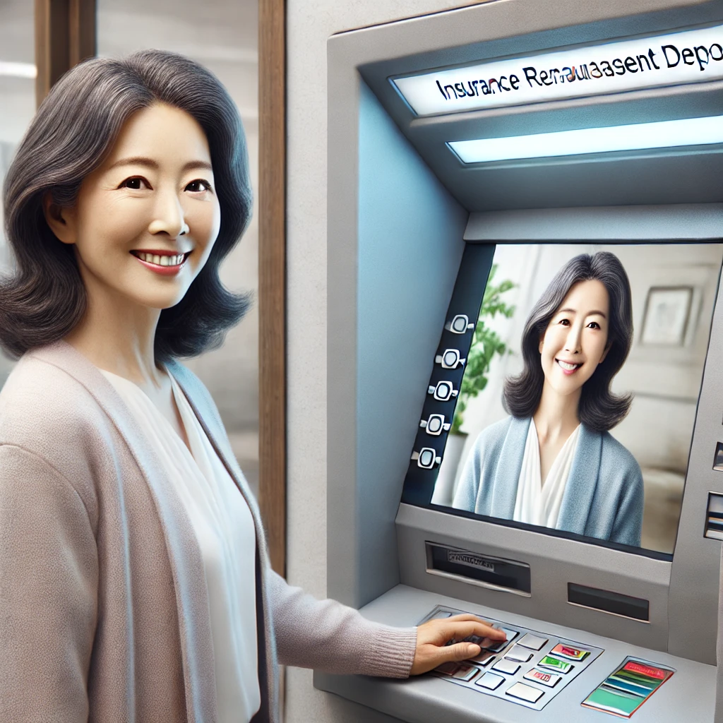 ATM에서 보험금 확인하는 여성