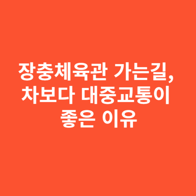 장충체육관 가는길, 차보다 대중교통이 좋은 이유