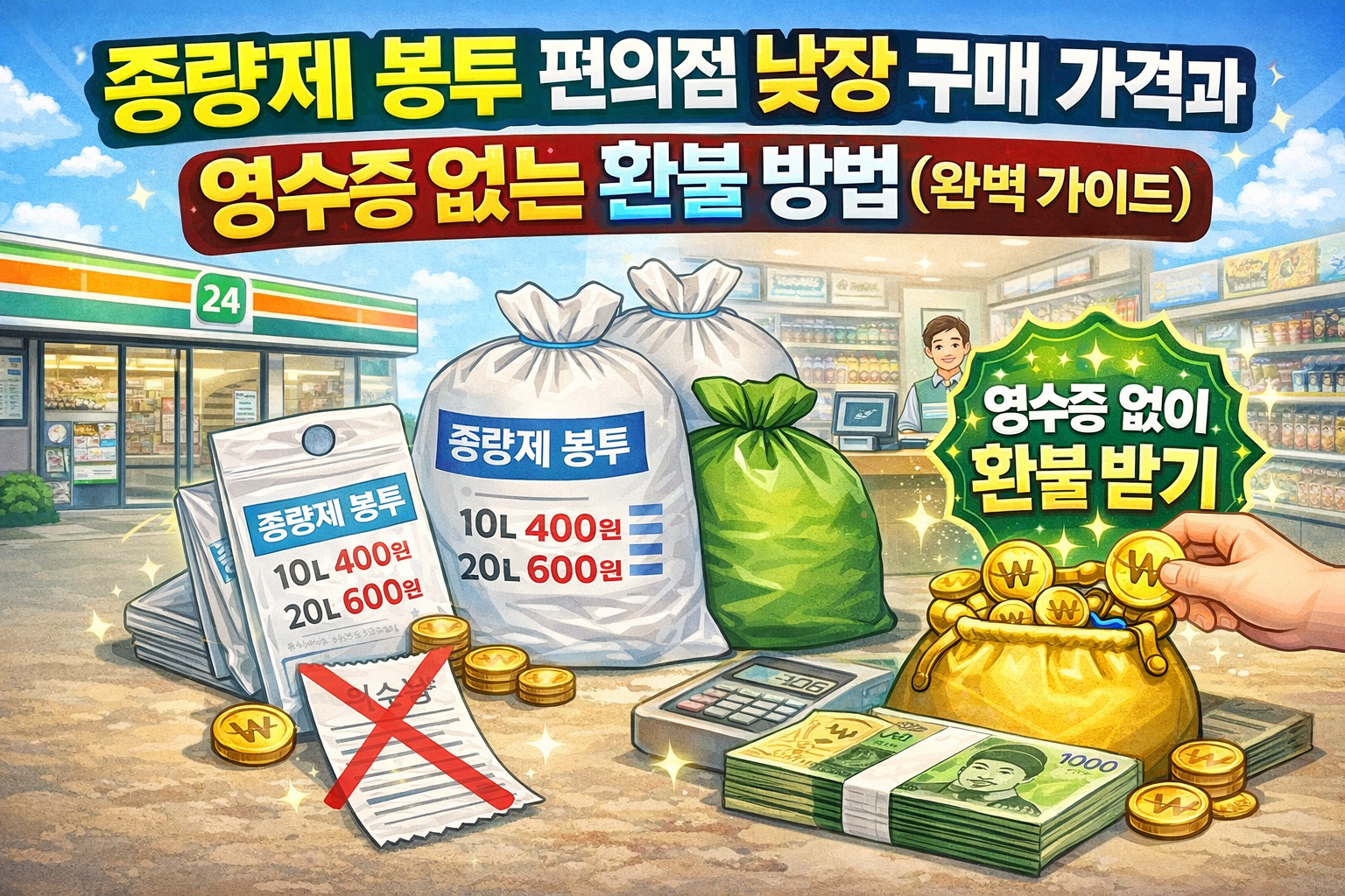종량제 봉투 편의점 낱장 구매 가격과 영수증 없는 환불 규정 총정리