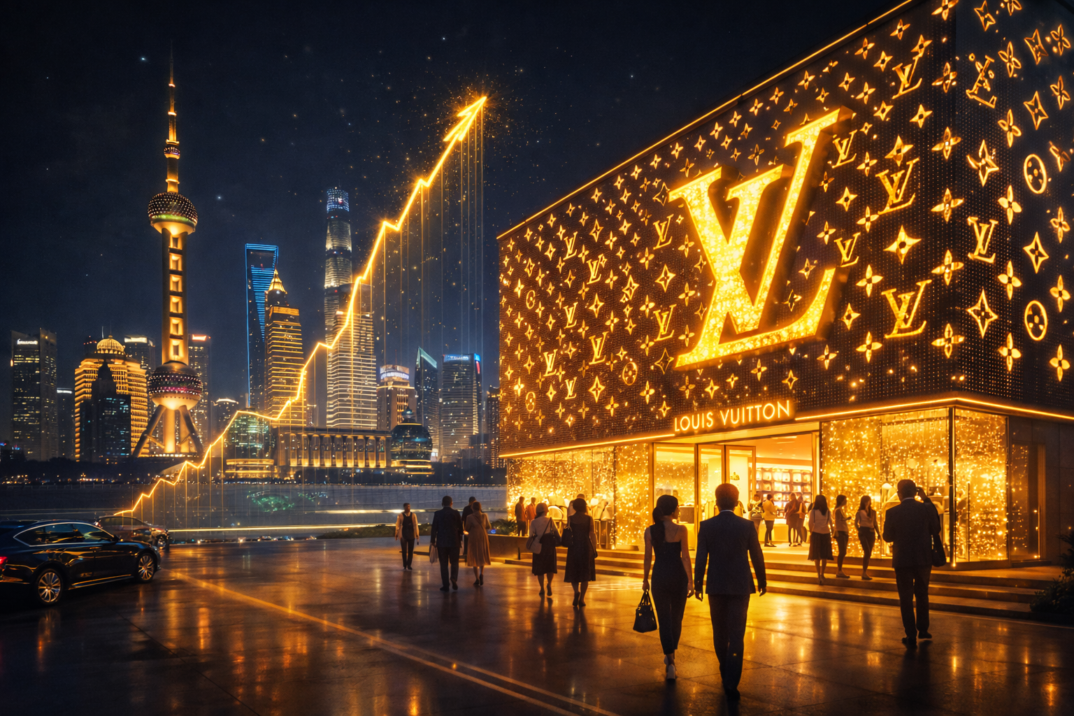 상하이의 미래적 루이비통 매장