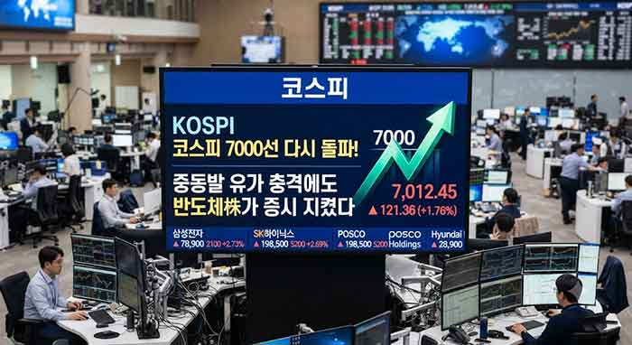 증시모니터에 상승그래프를 표현.