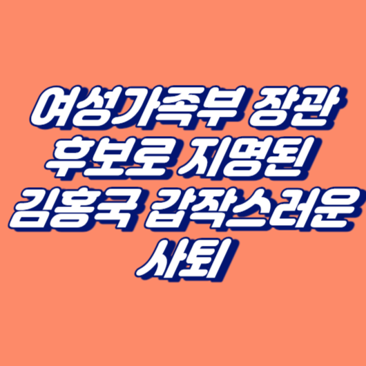 여성가족부 장관 후보로 지명된 김홍국의 갑작스러운 사퇴