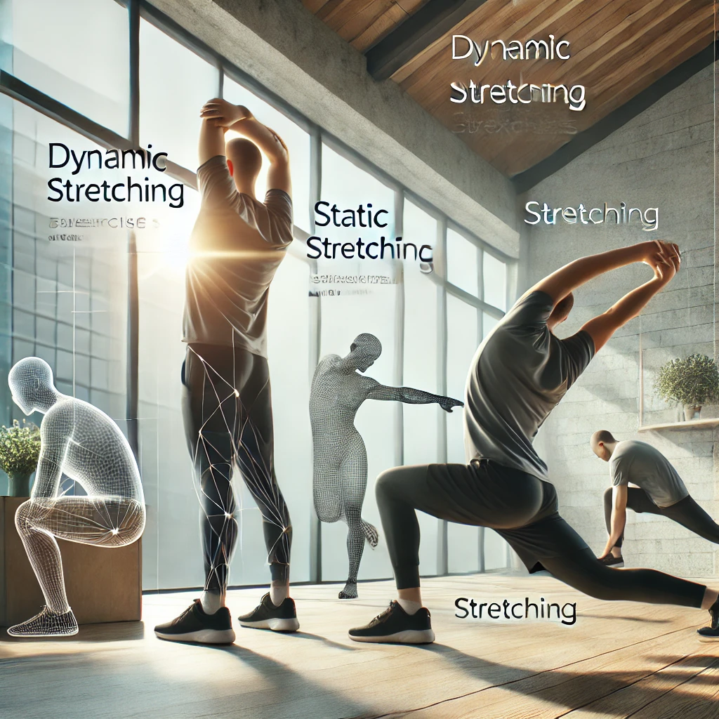 종류별 스트레칭을 하고 있는 사람들 모습