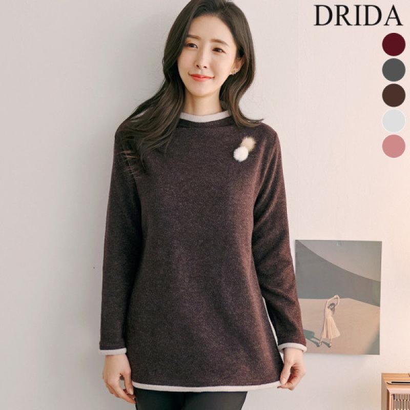 드리다 엄마옷 여성 겨울 부드러운 울 반목 티셔츠 50대 여자옷 60대 마담옷 이너 출근