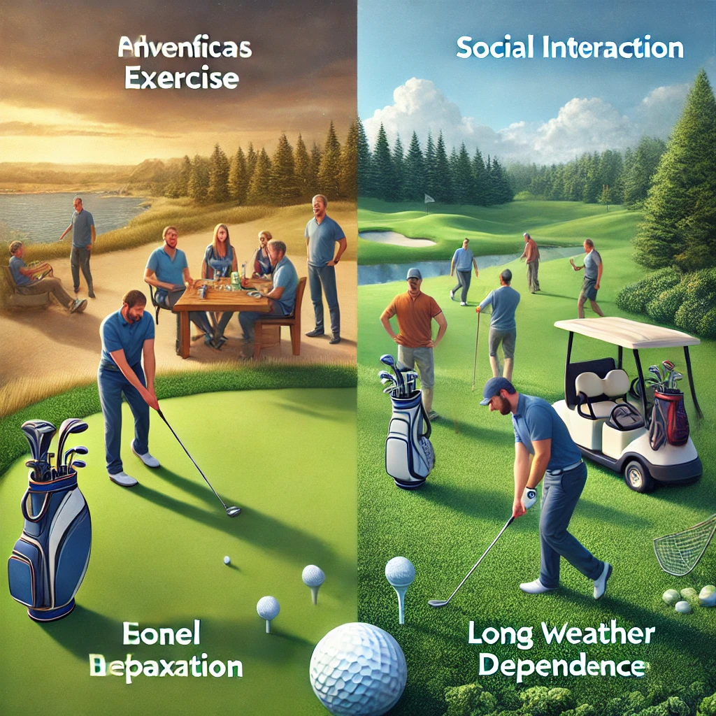 골프의 장점, 단점과 유의사항을 나타내는 사진