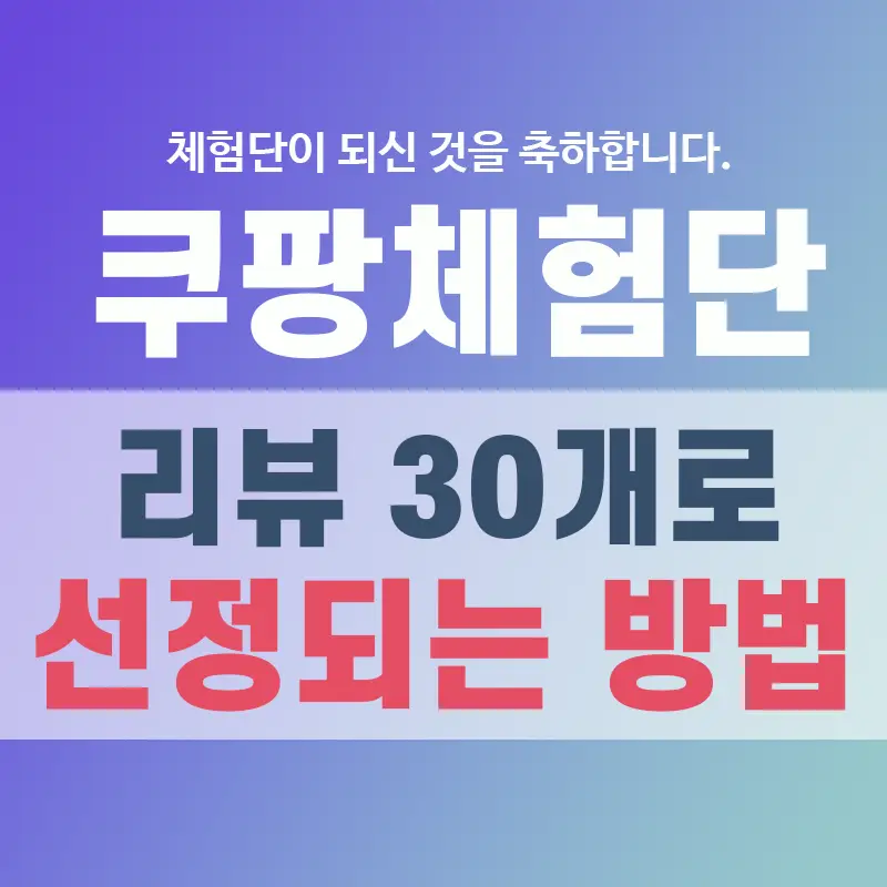 쿠팡체험단 선정시 보이는 문구