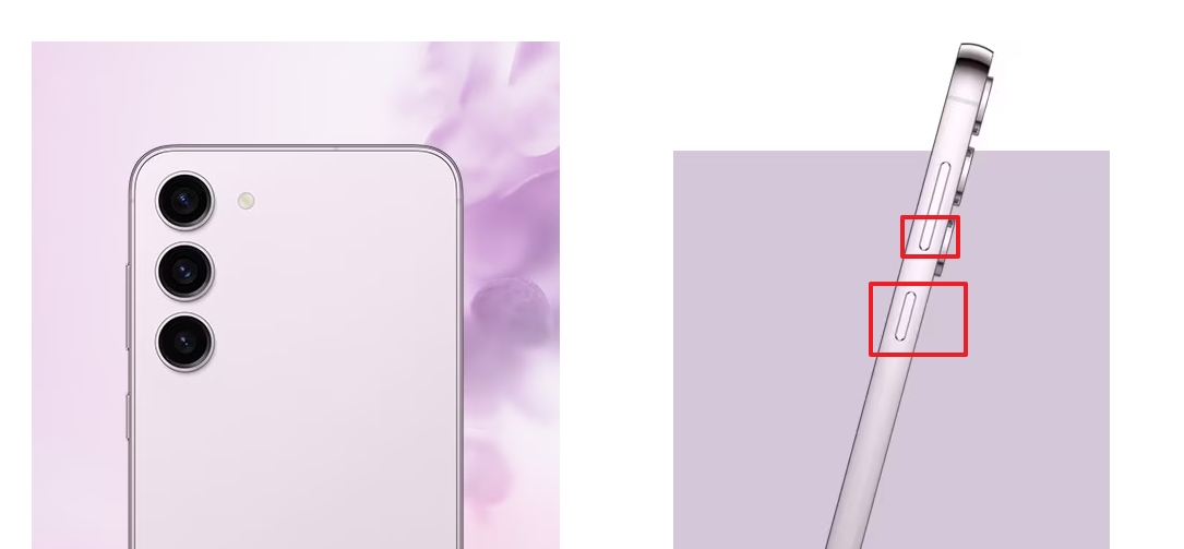 스마트폰 볼륨 버튼과 전원 버튼을 동시에 눌러 이미지를 갈무리하는 모습