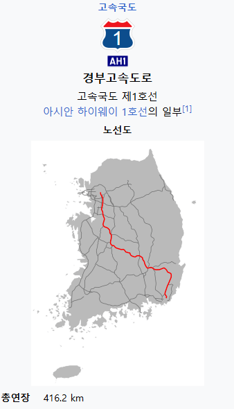 경부고속도로 노선도