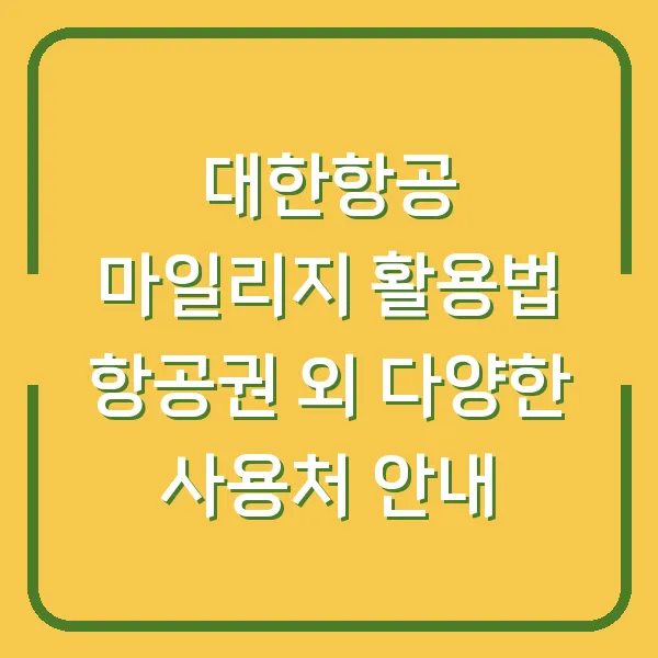 대한항공 마일리지 활용법 항공권 외 다양한 사용처 안내