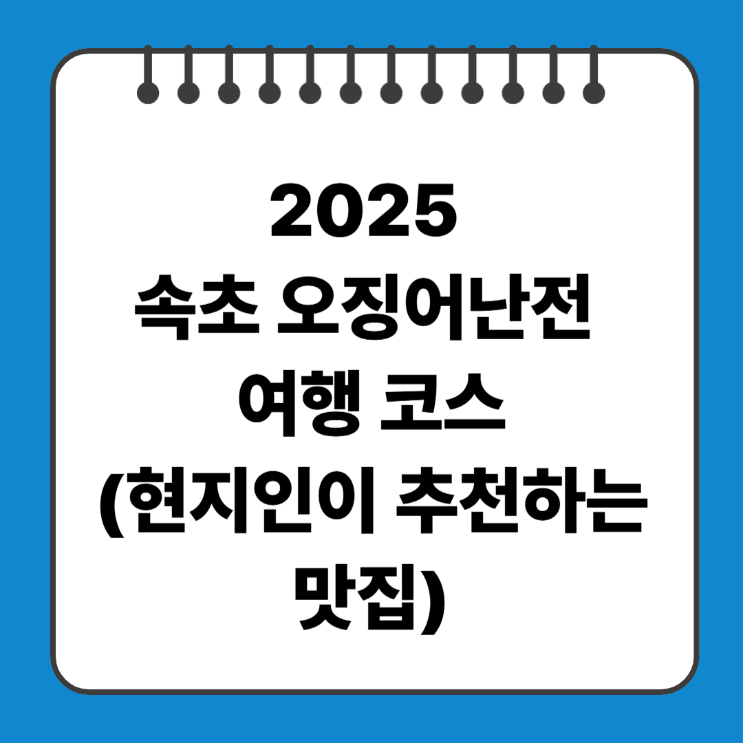 2025 속초 오징어난전 여행 코스(현지인이 추천하는 맛집)