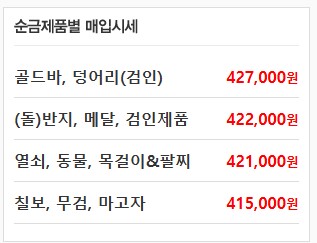 오늘의 금시세 1돈가격 