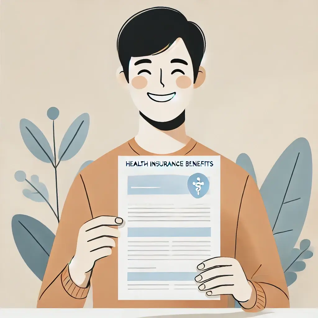 건강보험 혜택을 받고 미소 짓는 남성