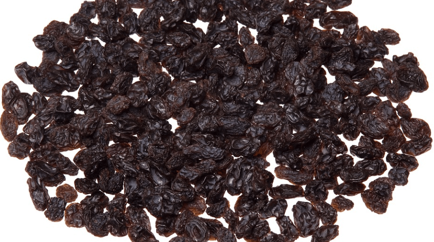 많은 양의 건포도가 떨어져 있다