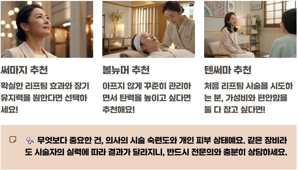 볼뉴머 리프팅 vs 써마지 비교