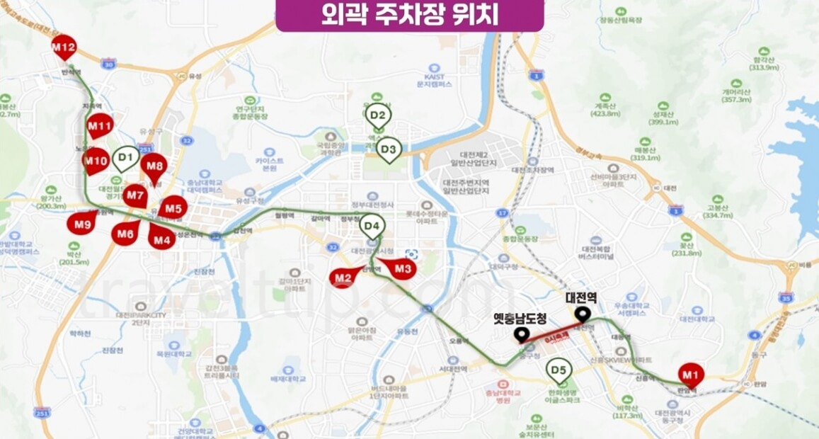 대전 0시 축제 주차장 위치, 교통 통제 구간, 편의시설 위치