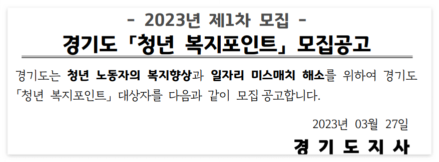 경기도 청년복지포인트