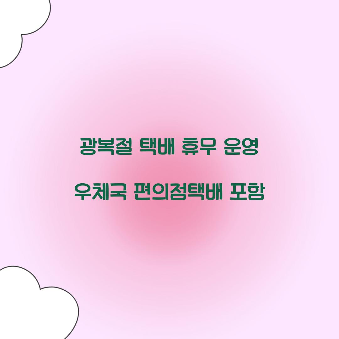 광복절 택배 휴무 운영 우체국 편의점택배 포함