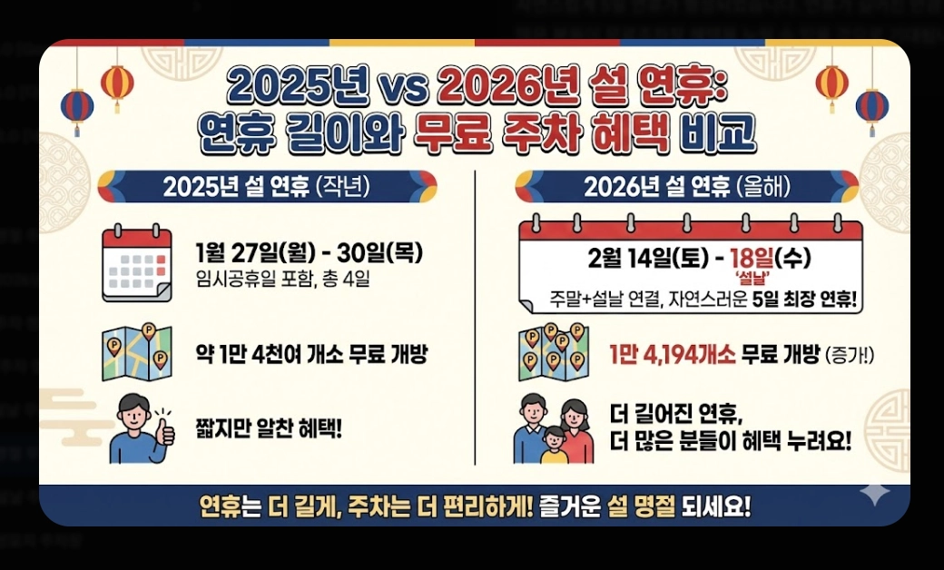명절 무료주차장 확인(2026년, 설 연휴, 개방 현황)(+ 조회 방법)
