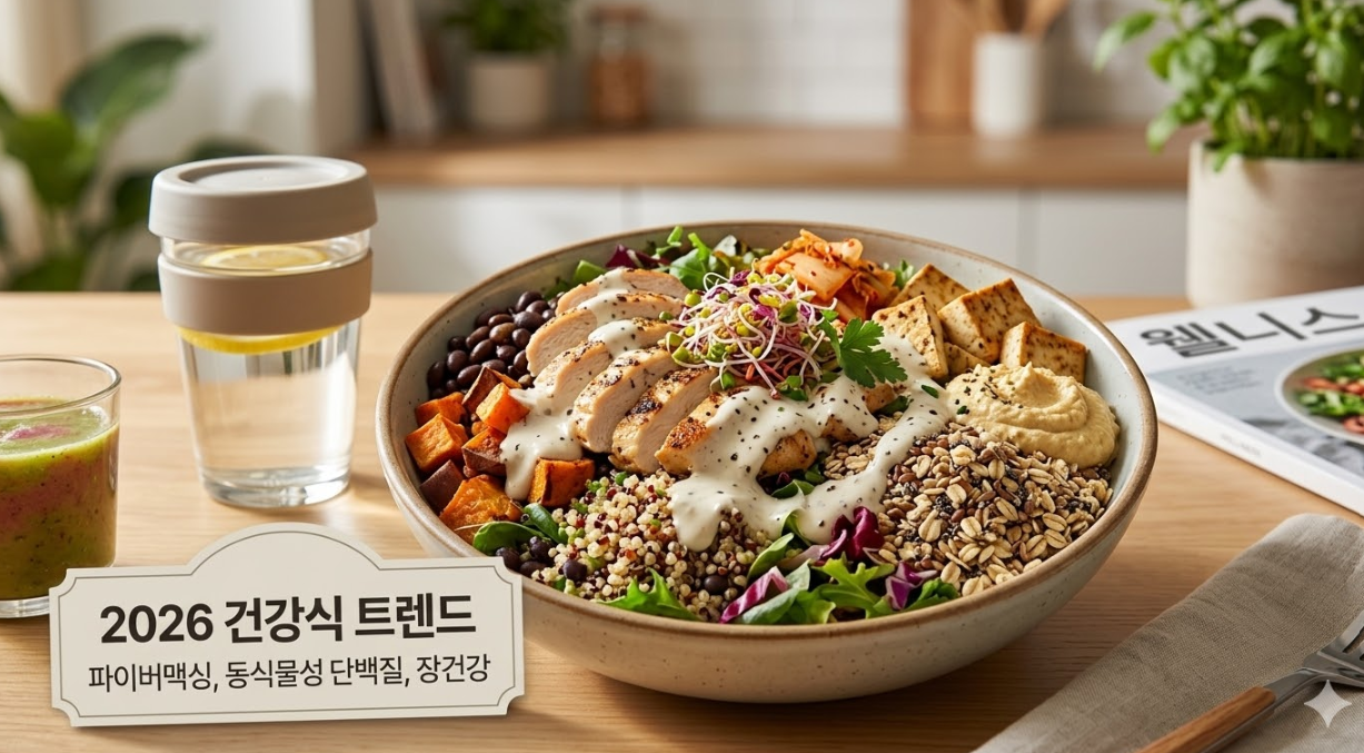 2026 건강식 트렌드 (동식물성 단백질, 파이버맥싱, 장건강)