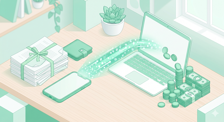 세금 신고를 통한 환급금 혜택을 보여주는 아이소메트릭 일러스트