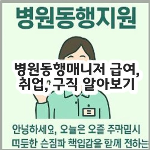 병원동행매니저 급여, 취업, 구인 알아보기
