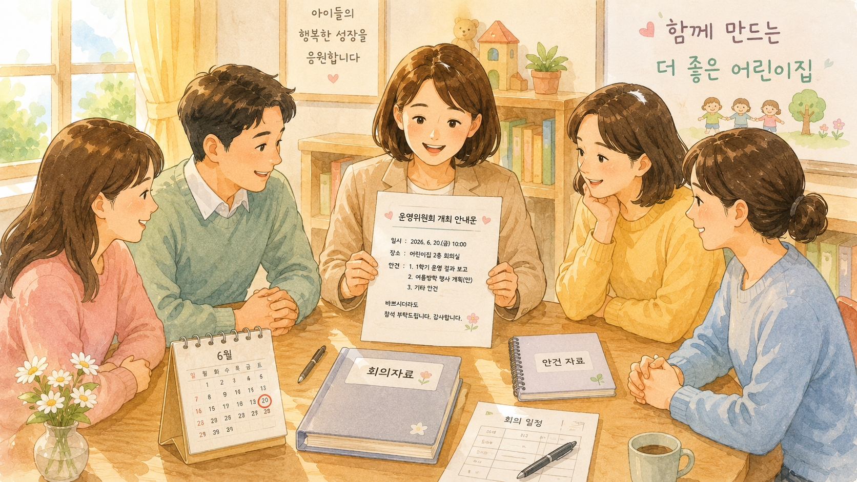 운영위원회 회의 중 개최 안내문 안내 이야기 이미지