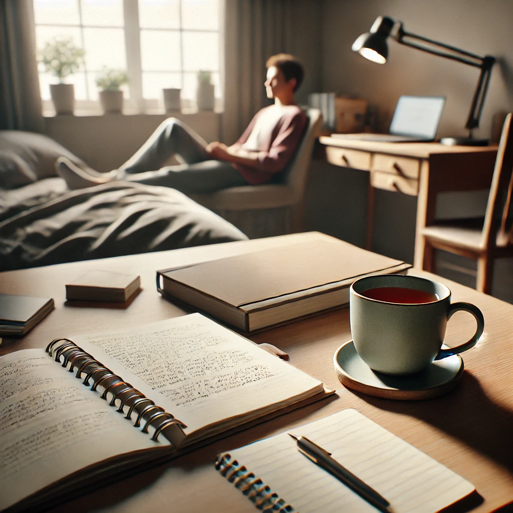 휴식 시간의 균형 잡힌 공부 모습