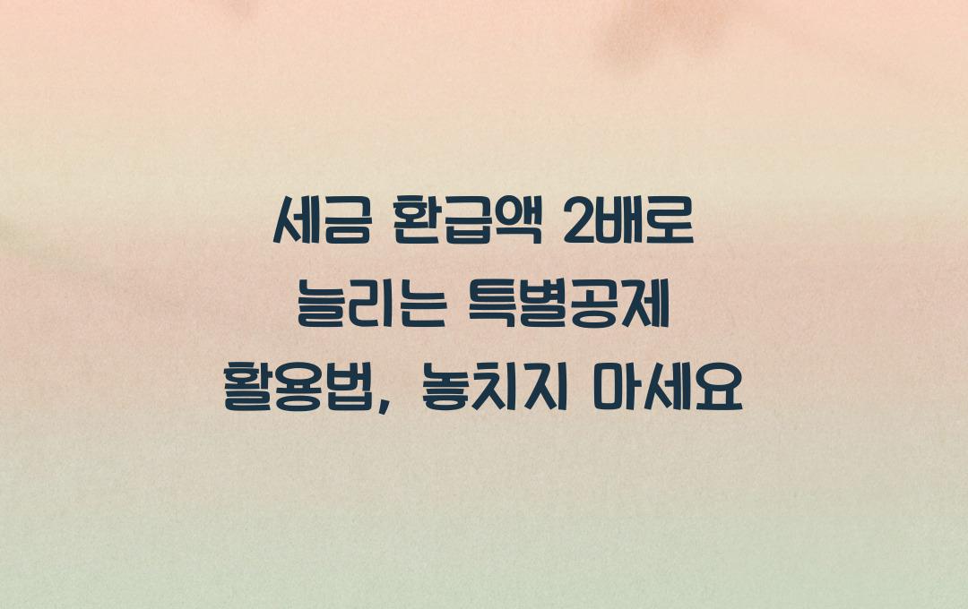  세금 환급액 2배로 늘리는 특별공제 활용법, 지금 확인하세요
