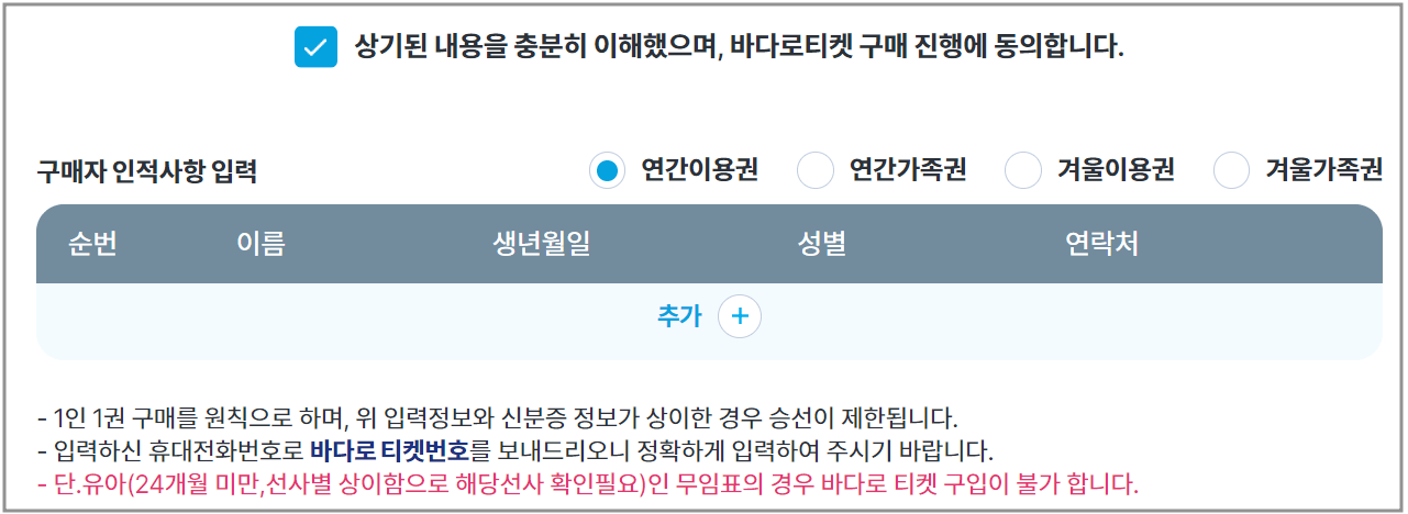 바다로 웹사이트 인적사항