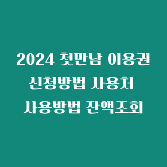 2024 첫만남 이용권 신청방법 사용처 사용방법 잔액조회
