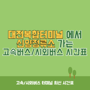 대전복합터미널에서 신양정류소 가는 시외버스 시간표 최신정보