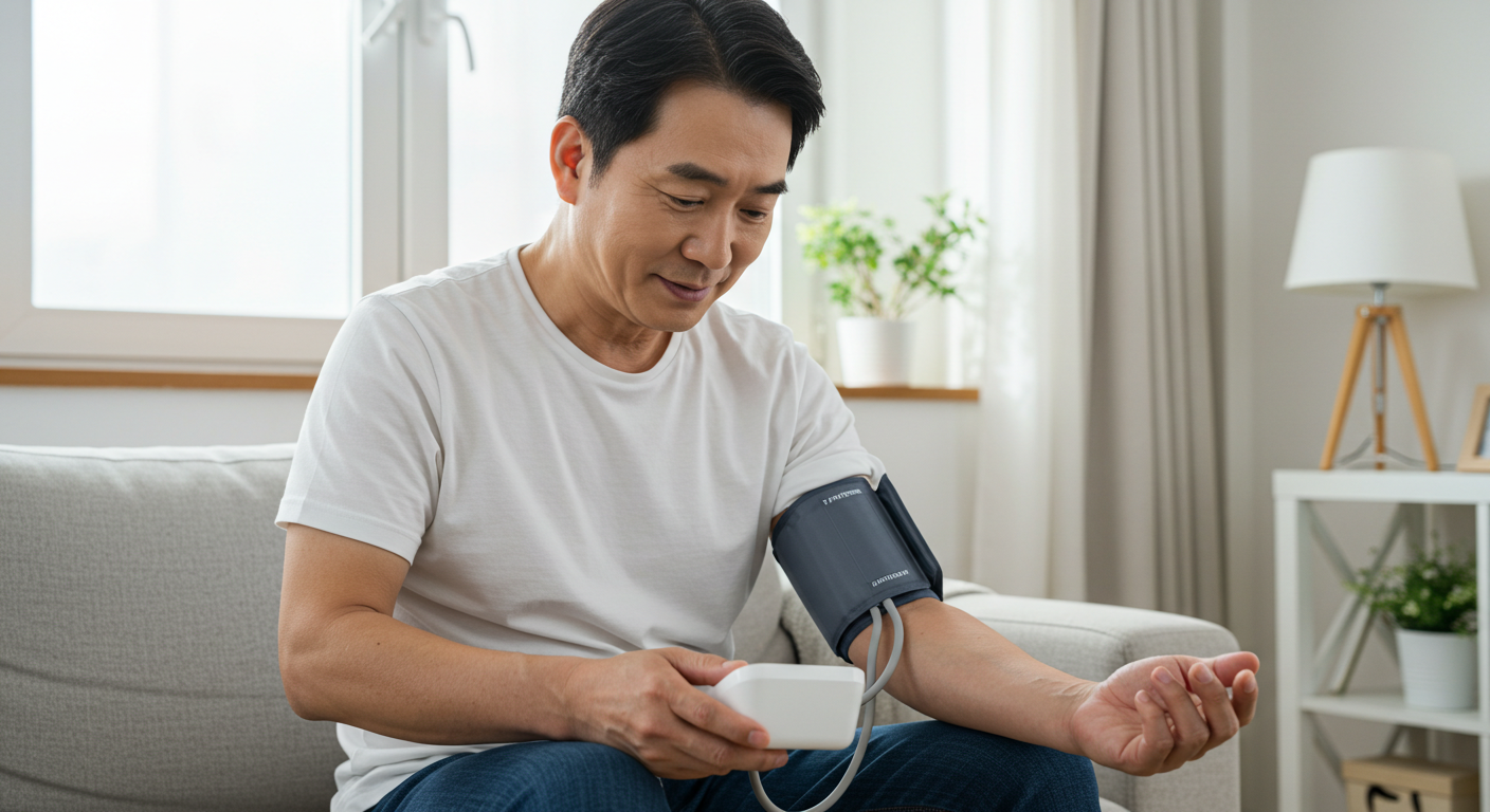 고혈압 가정에서 혈압계로 확인 중요.