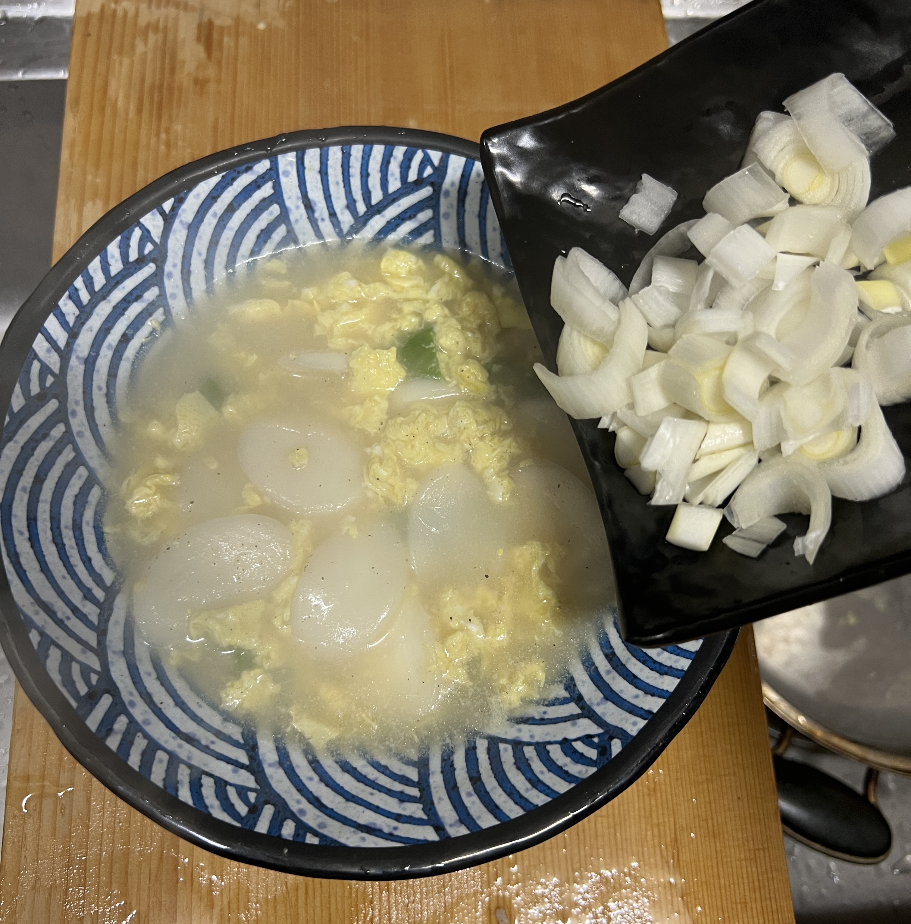 손질한 파 올리기
