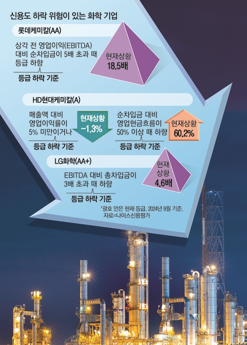 신용도 하락 위험이 있는 화학 기업