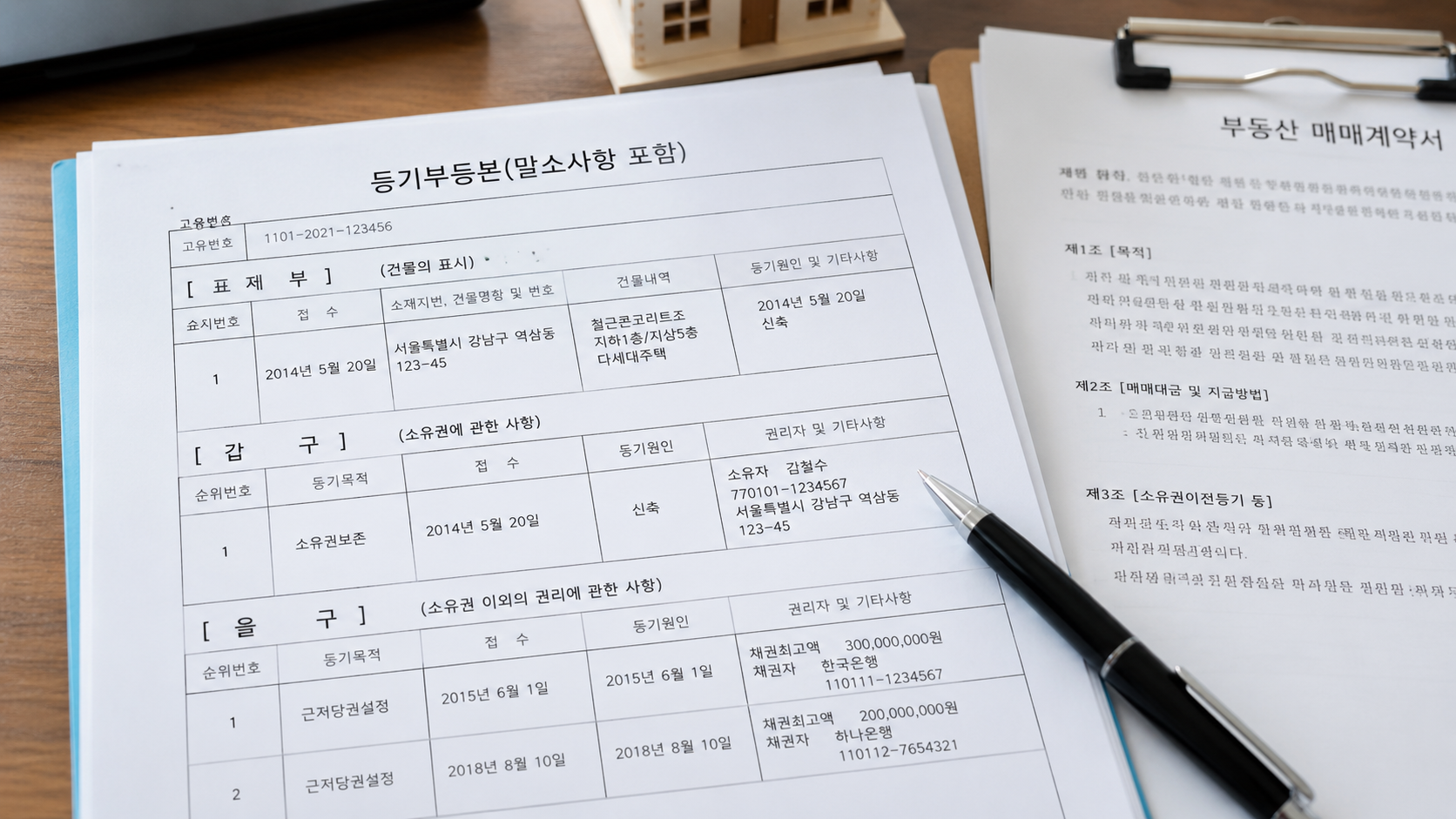 부동산 계약전 등기부등본을 확인하는 모습